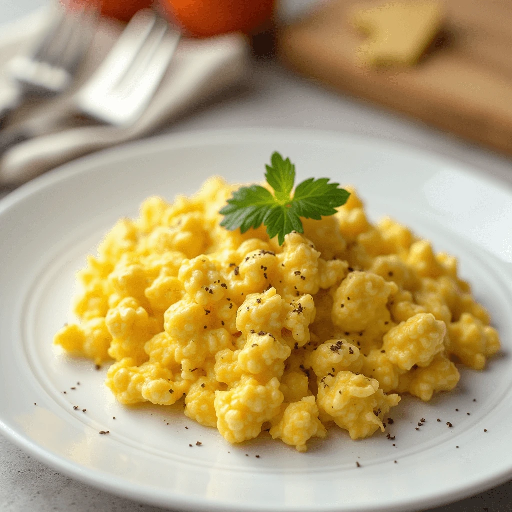 Reheating frozen scrambled eggs in a skillet
