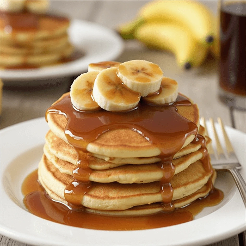 Buttery Banana Foster Pancakes with a Rich Caramel Sauce Caramelized Banana Foster Pancakes – A Heavenly Breakfast Indulgence