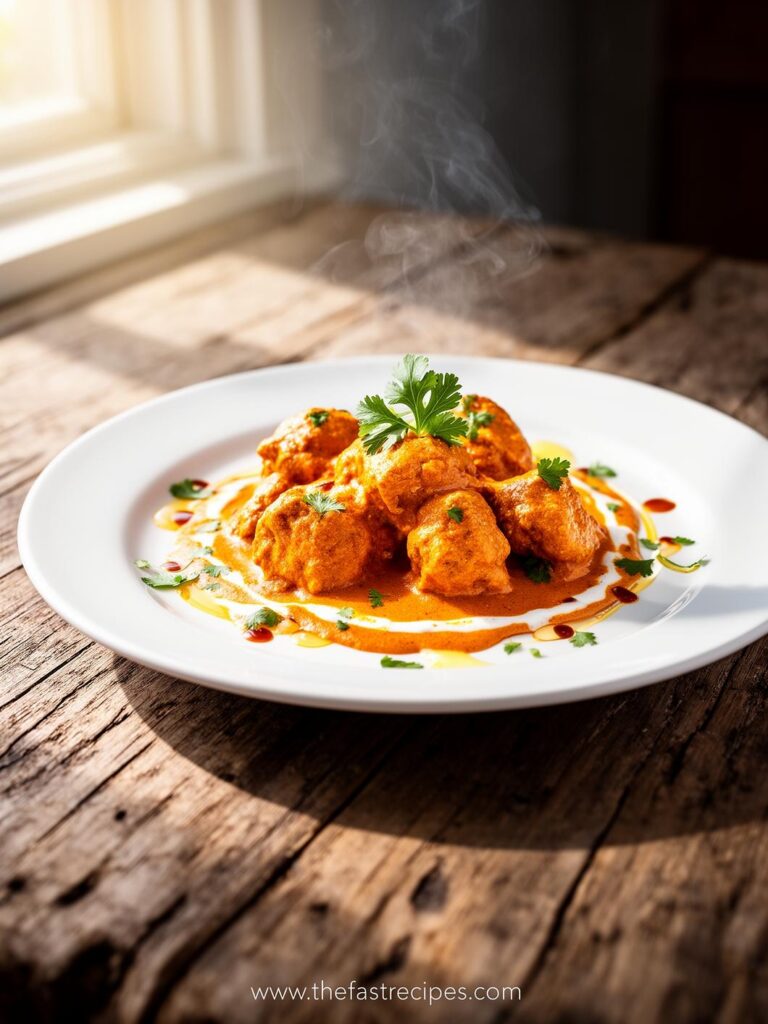 Fresh chicken, yogurt, spices, tomatoes and cream for butter chicken recipe