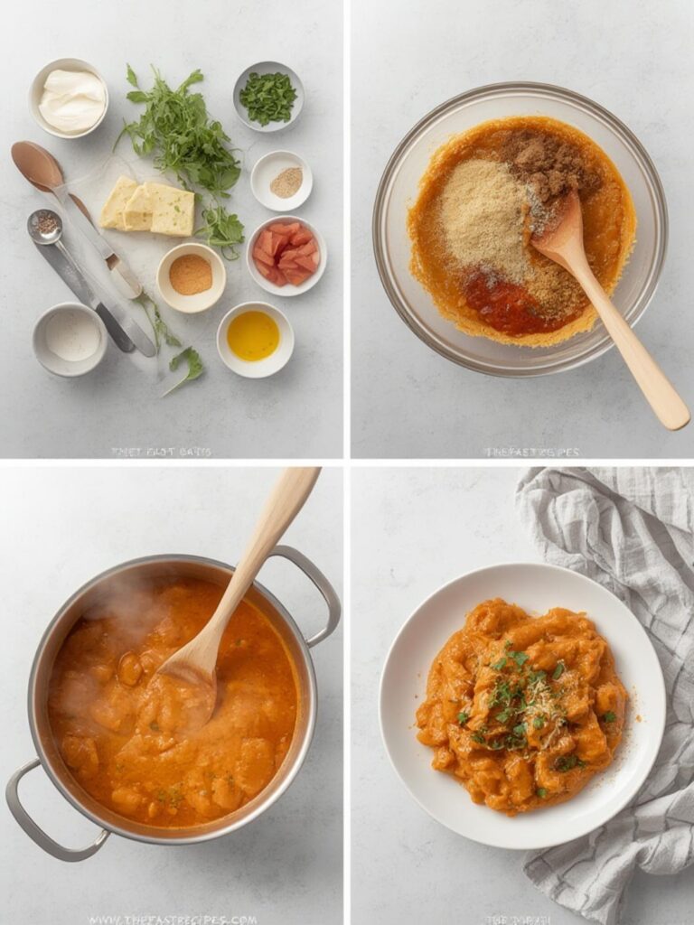 Step-by-step guide for Butter Chicken recipe on The Fast Recipes - quick meal preparation