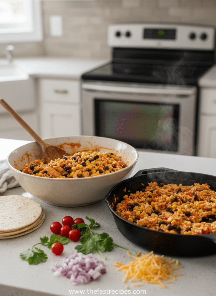 Step-by-step guide for Chicken Burrito Casserole recipe on The Fast Recipes - quick meal preparation