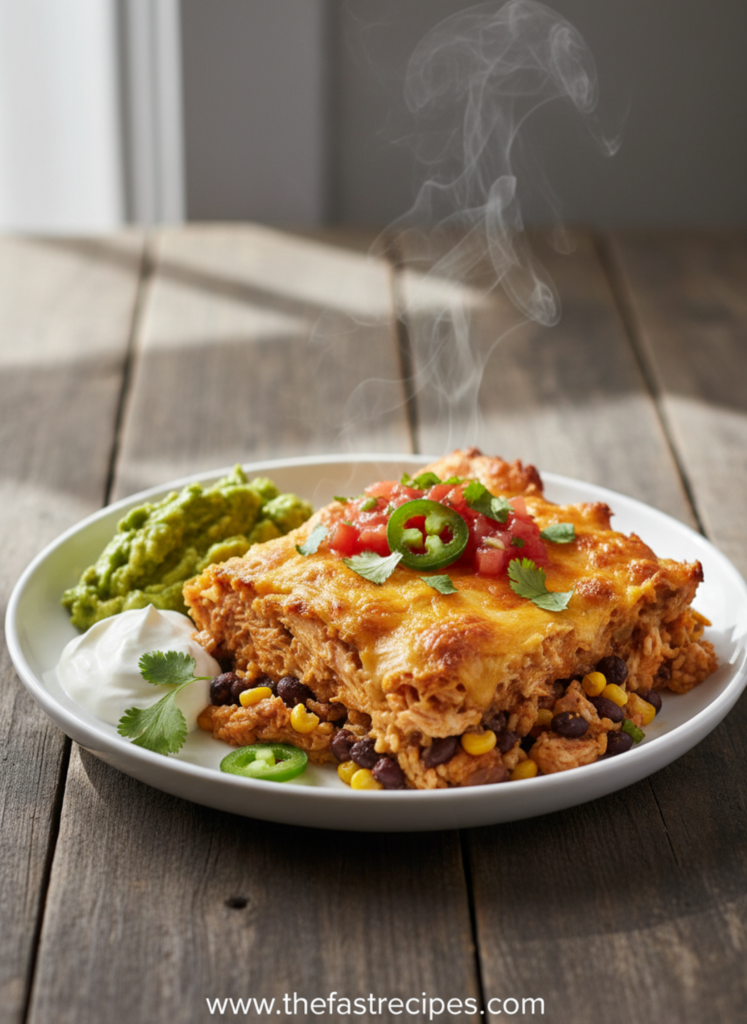 quick Chicken Burrito Casserole recipe on The Fast Recipes - Express cooking