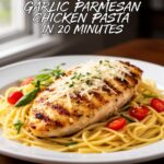 Chicken breasts, garlic, Parmesan cheese, cream and pasta for garlic parmesan chicken pasta recipe