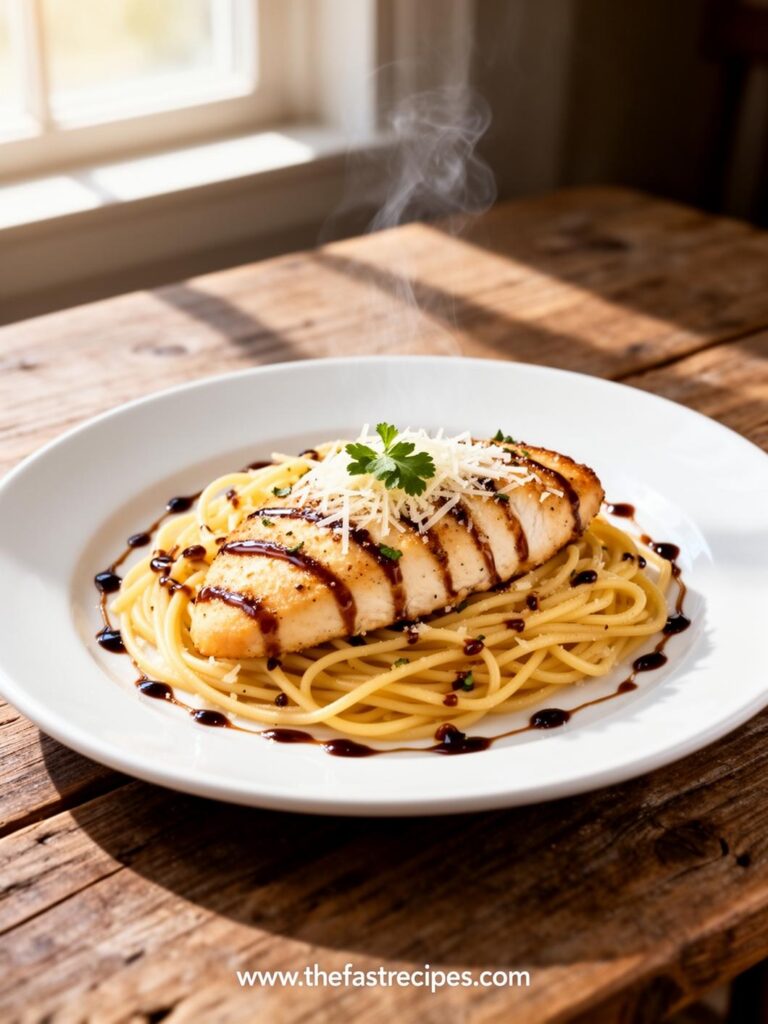 quick Garlic Parmesan Chicken Pasta recipe on The Fast Recipes - Express cooking