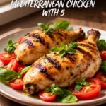 Chicken thighs, olives, tomatoes, feta, lemon and herbs for mediterranean chicken recipe