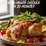 Finished butter chicken recipe served with naan bread and cilantro garnish