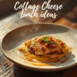 Finished cottage cheese lunch bowl with greens, tomatoes, avocado, cucumber and grilled chicken