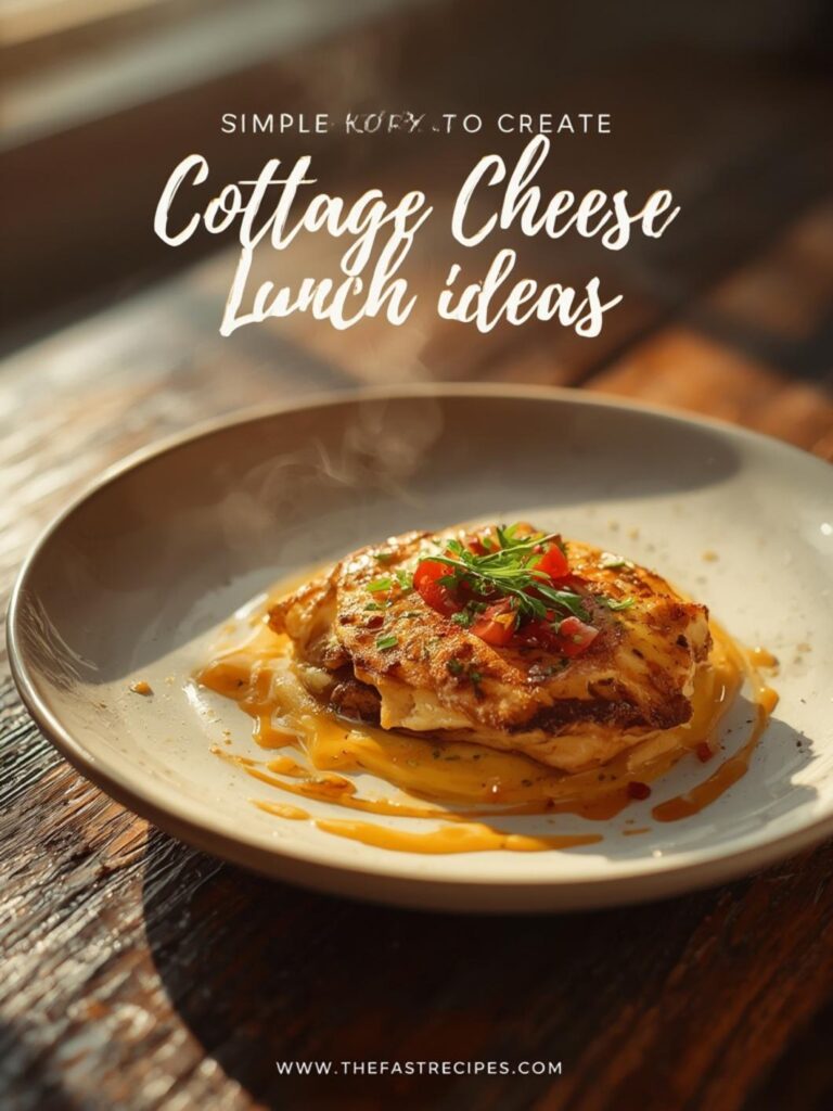 Finished cottage cheese lunch bowl with greens, tomatoes, avocado, cucumber and grilled chicken