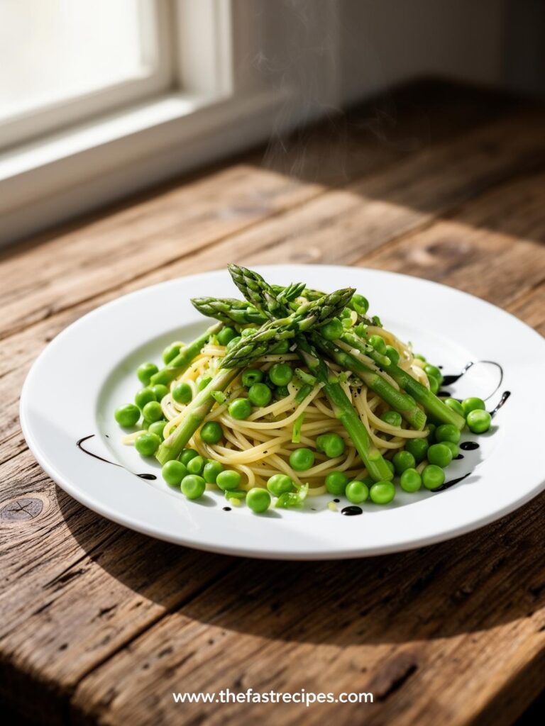 quick Asparagus Pea Pasta recipe on The Fast Recipes - Express cooking