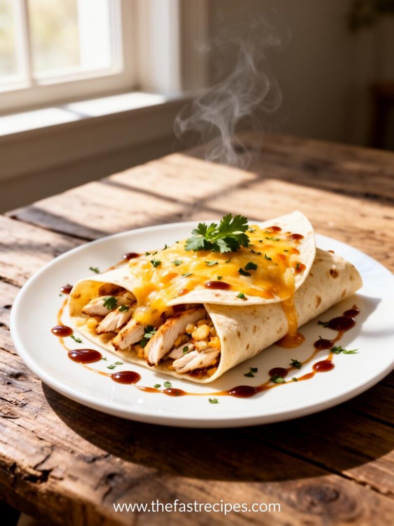 quick Cheesy Garlic Chicken Wraps recipe on The Fast Recipes - Express cooking