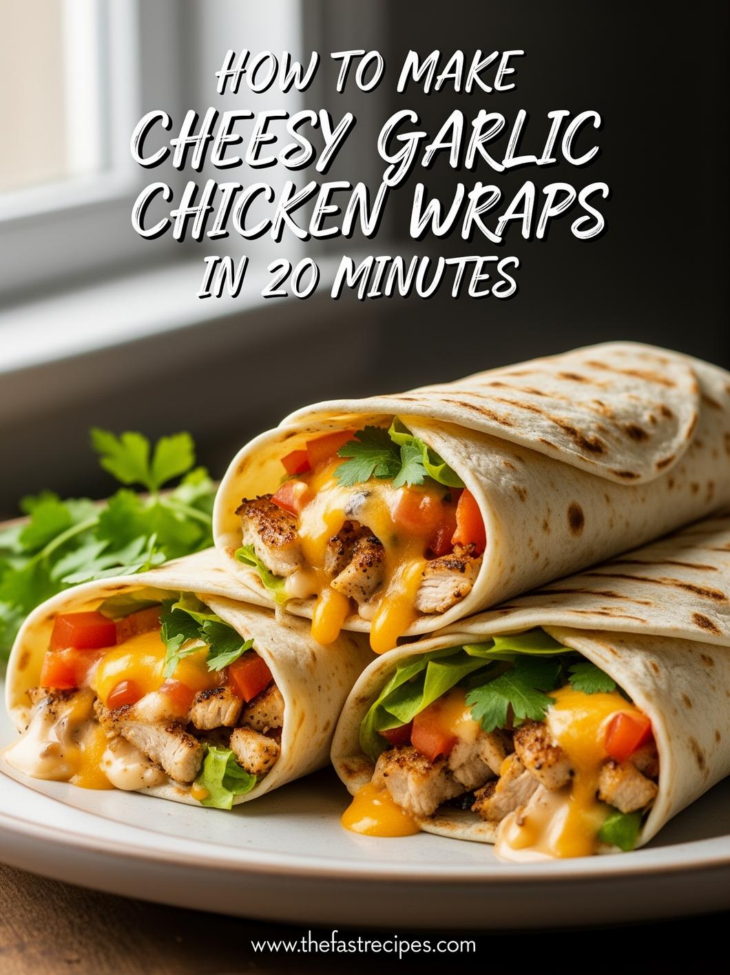 Cheesy Garlic Chicken Wraps recipe on The Fast Recipes