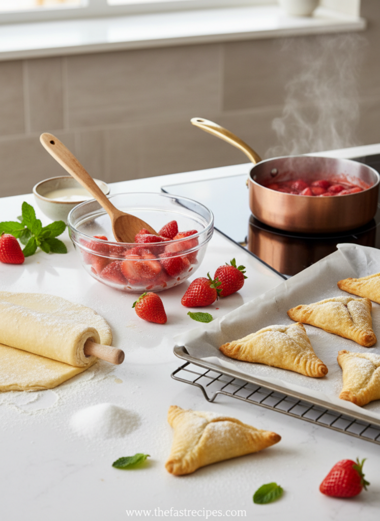 Step-by-step guide for Easy Strawberry Turnovers recipe on The Fast Recipes - quick meal preparation