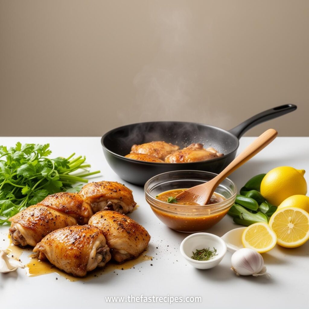Step-by-step guide for Honey Garlic Lemon Pepper Chicken Thighs recipe on The Fast Recipes - quick meal preparation