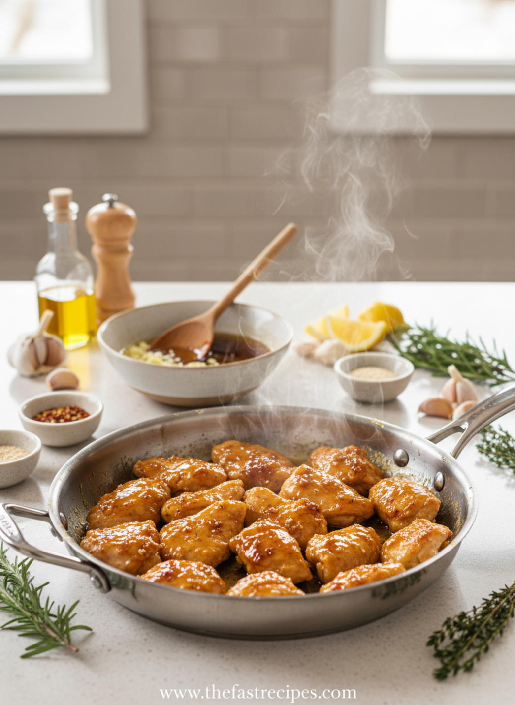 Step by step honey garlic chicken cooking process